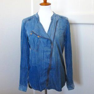 7 for All Mankind | Denim Zipper Long Sleeve Shirt